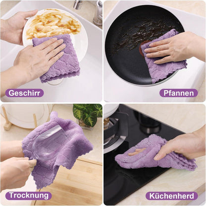 Mikrofasertücher Set 6 Stück 30x30 cm Lila - Saugfähige Putzlappen Autopflege Küchentücher