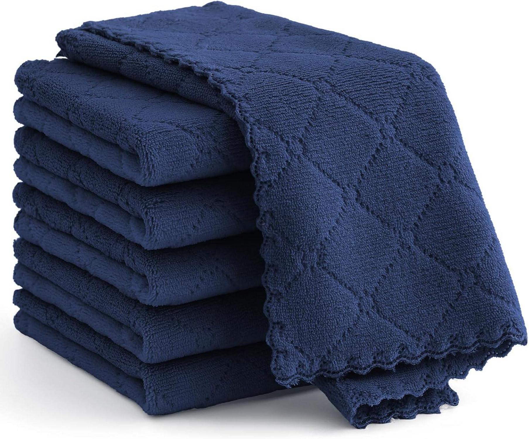 6er Pack Mikrofasertücher Saugfähig Langlebig 30x30cm Marine Blau