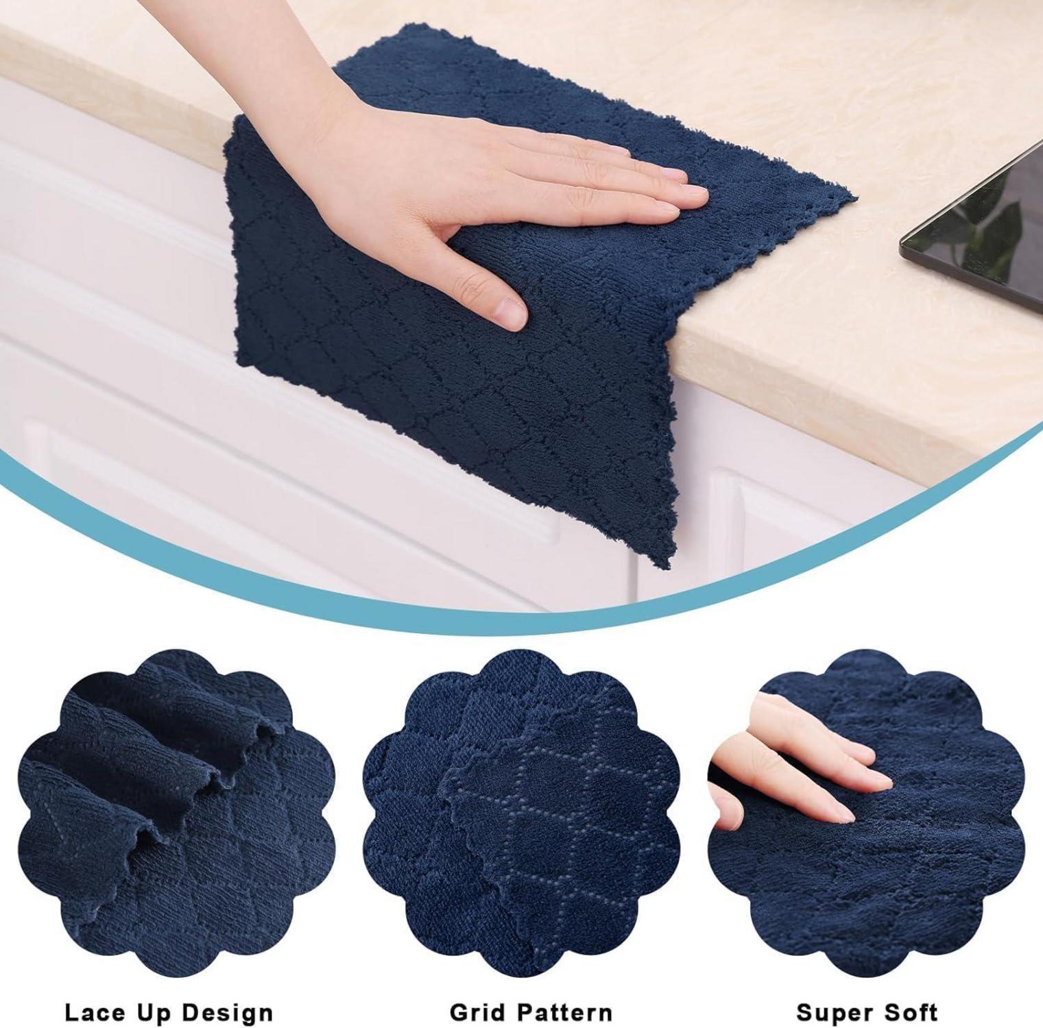 6 Pack Mikrofasertücher 30x30 cm Marineblau, Saugfähige Reinigungslappen