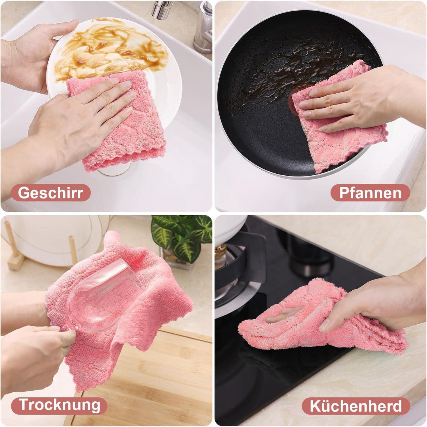 Mikrofasertücher 6er Pack 30x30 cm Rosa - Putzlappen für Autopflege & Küche