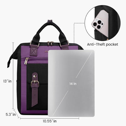 Kleiner Wasserdichter Damen Rucksack 14-Zoll Laptopfach