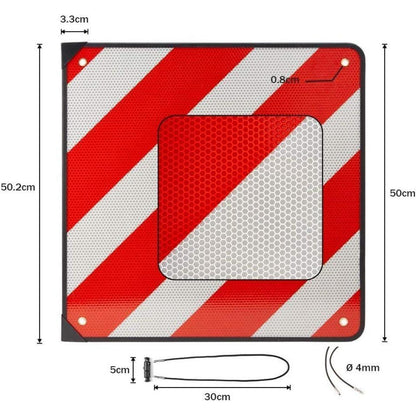 Reflektierende Warntafel Aluminium 50x50cm für Fahrradträger
