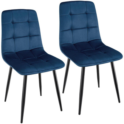 Gepolsterte Esszimmerstühle 2er Set, Dunkelblau, Samtoptik