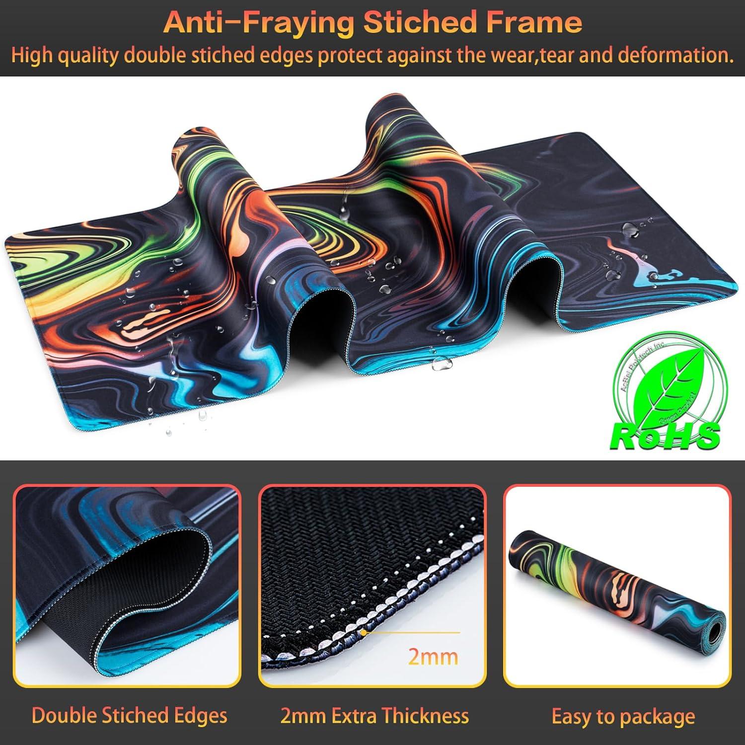 Gaming Mauspad XXL 900x400mm Wasserdicht Anti-Rutsch Fluid Art
