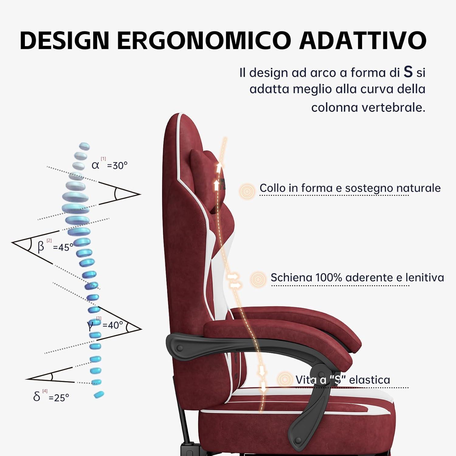 Ergonomischer Gaming Stuhl mit Fußstütze, Racing