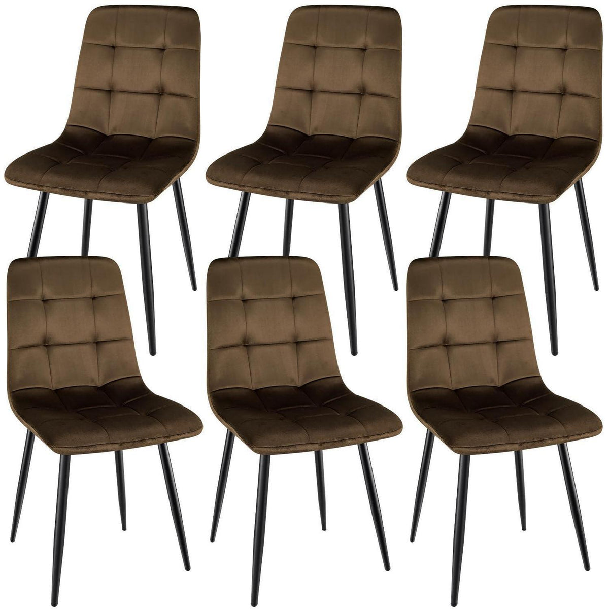 Esszimmerstühle 6er Set, Samt, Braun – Ergonomisch & Robust