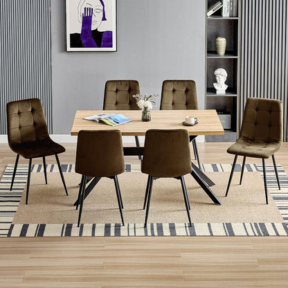 Esszimmerstühle 6er Set, Samt, Braun – Ergonomisch & Robust