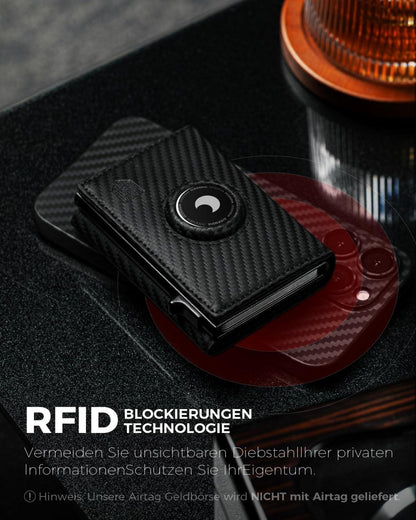 DODENSHA AirTag Geldbörse RFID Schutz 10+ Karten Carbon