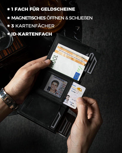 DODENSHA AirTag Geldbörse RFID Schutz 10+ Karten Münzfach
