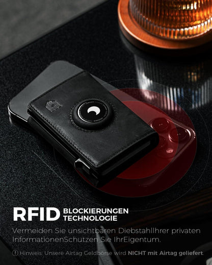 DODENSHA® AirTag Geldbörse mit RFID Schutz für Herren- Schwarzes Kartenetui