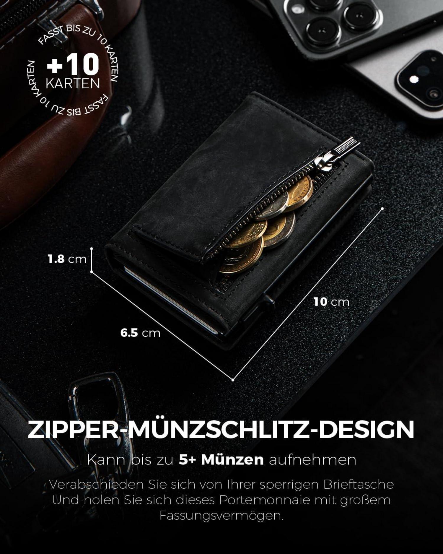 DODENSHA AirTag Geldbörse RFID Schutz Slim Wallet Herren Black