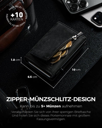 DODENSHA AirTag Geldbörse RFID Schutz Slim Wallet Herren Black