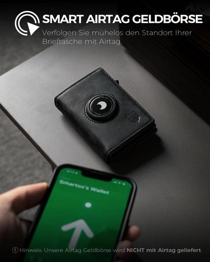 DODENSHA AirTag Geldbörse RFID Schutz Slim Wallet Herren Black