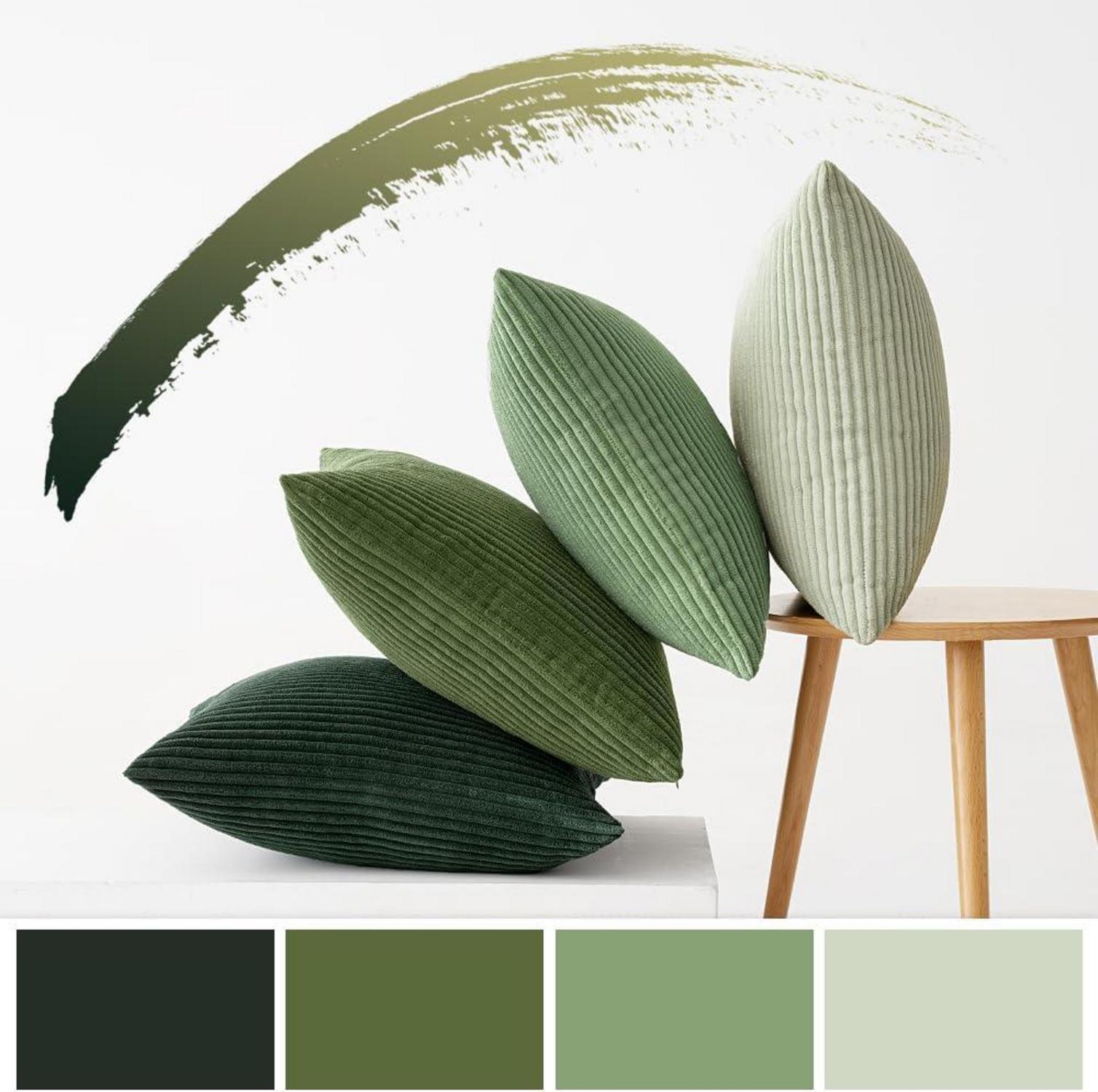 Kordsamt Kissenbezug Set 40x40cm 4er-Pack Zierkissenbezüge Green