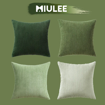 Kordsamt Kissenbezug 40x40cm 4er Set Deko Forest Green Sofa