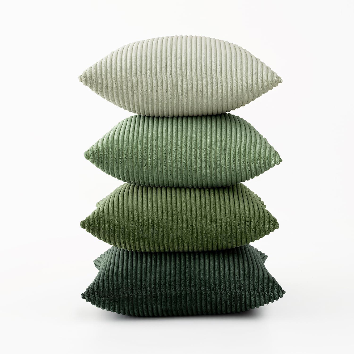Kordsamt Kissenbezug 40x40cm 4er Set Deko Forest Green Sofa