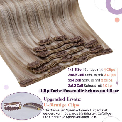 Blond Echthaar Clip-in Extensions 55cm – Remy Haar #18/613