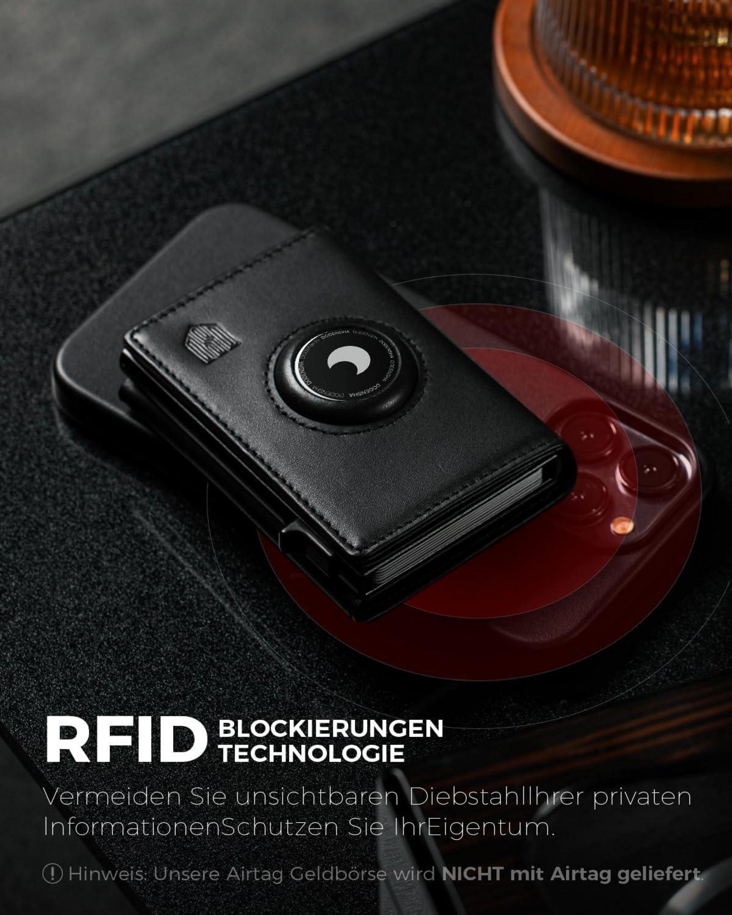 DODENSHA AirTag Geldbörse Herren RFID Schutz Kartenetui Münzfach Slim Wallet Men