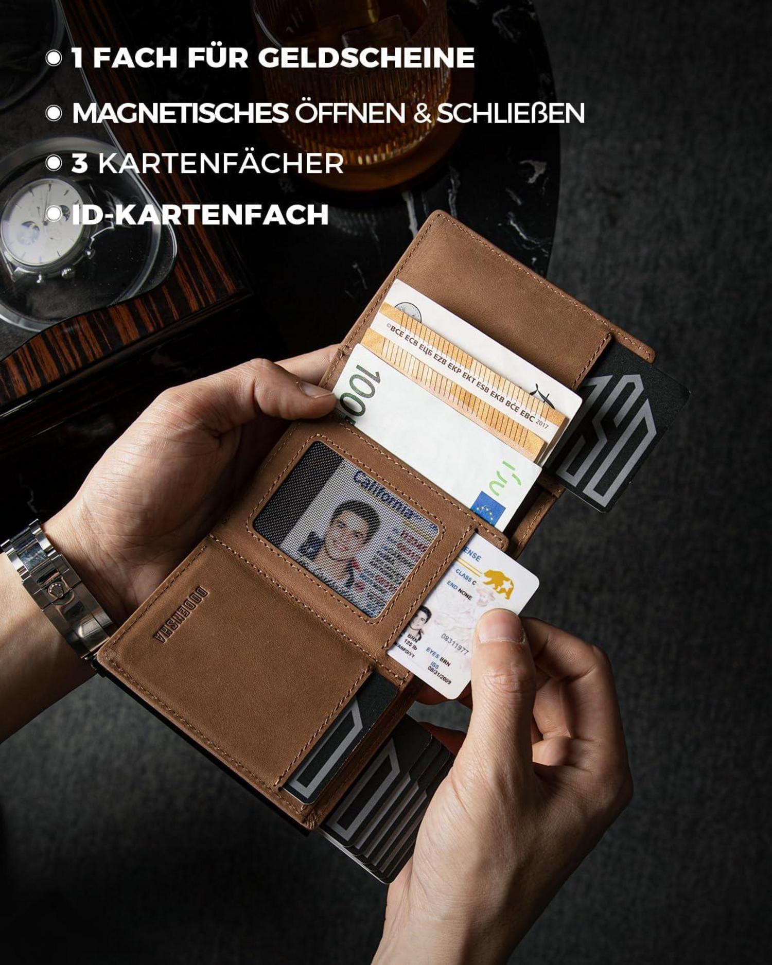 DODENSHA AirTag Geldbörse RFID Schutz 10+ Karten Vintage