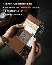 DODENSHA AirTag Geldbörse RFID Schutz 10+ Karten Vintage