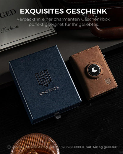 AirTag Geldbörse RFID Schutz Münzfach Kartenetui Herren Slim Wallet