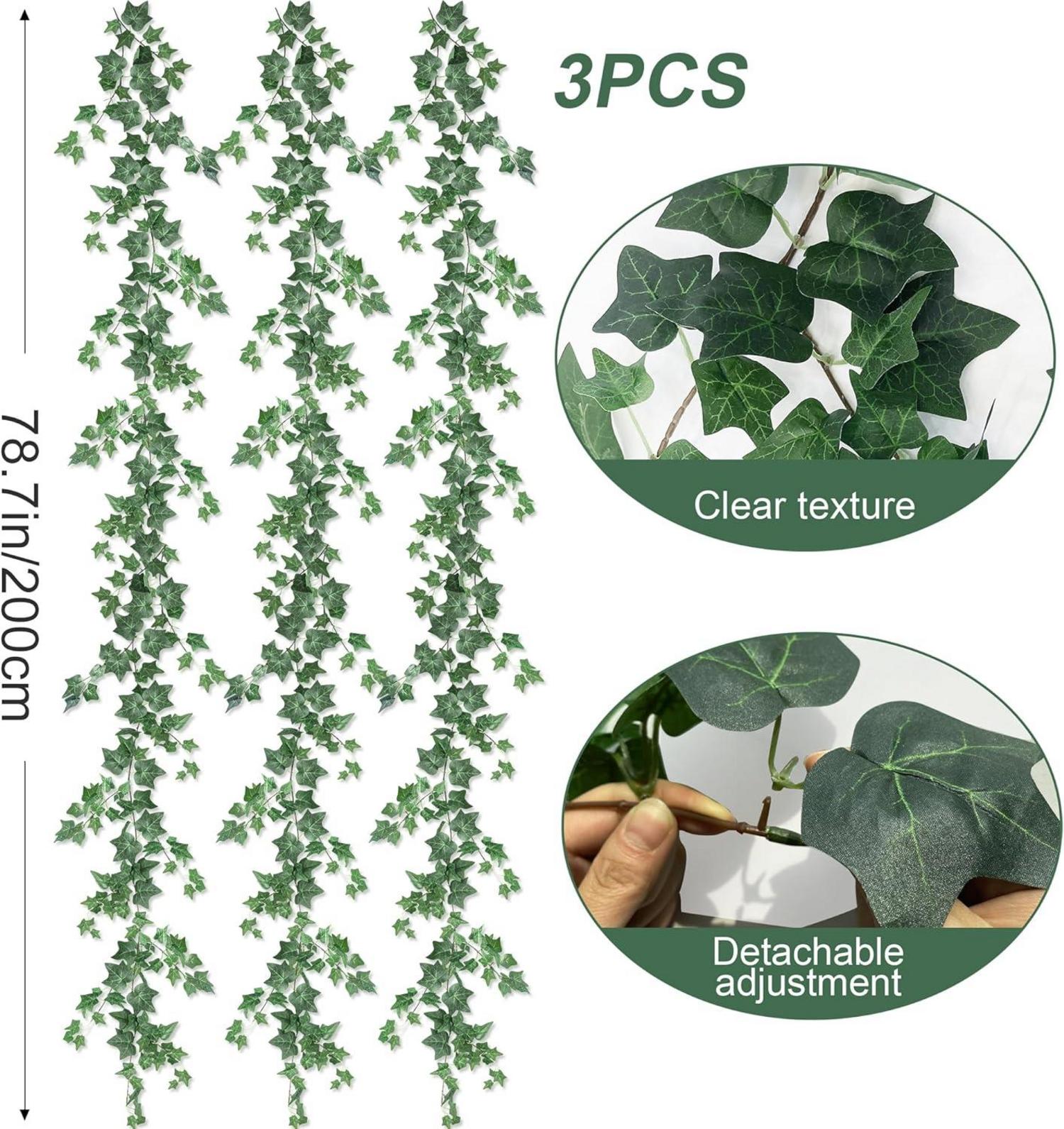 Künstlicher Efeu Ranken 3er Set für Zimmer Wand Balkon
