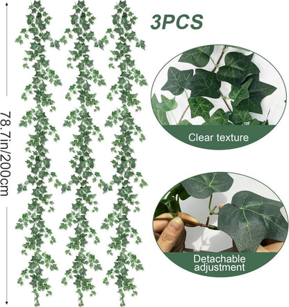 Künstlicher Efeu Ranken 3er Set für Zimmer Wand Balkon