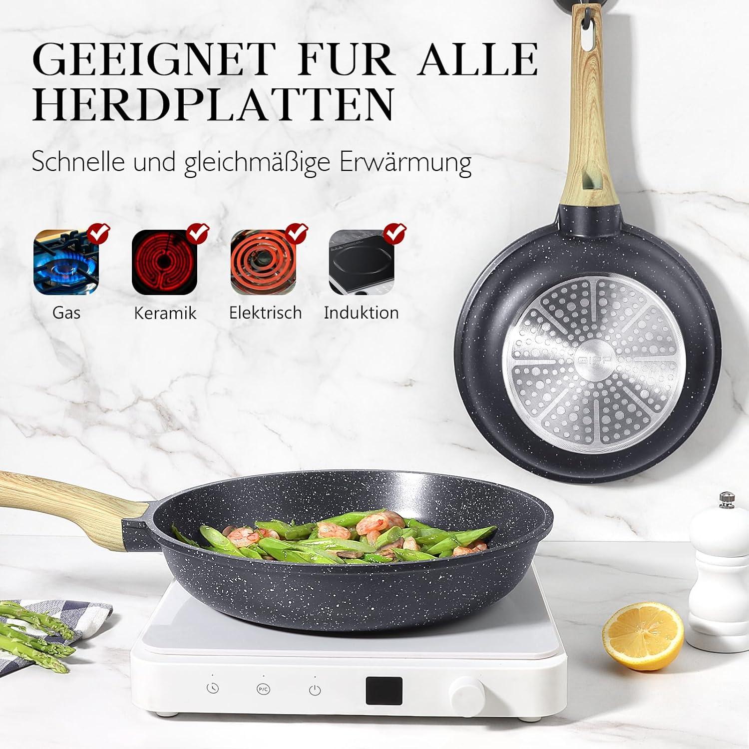 Kleine Pfanne 20cm Granit Beschichtet Induktion Grau Herdarten