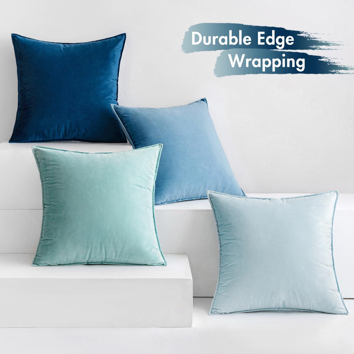 MIULEE Samt Kissenbezug 40x40 cm Blau Serie 4er Set