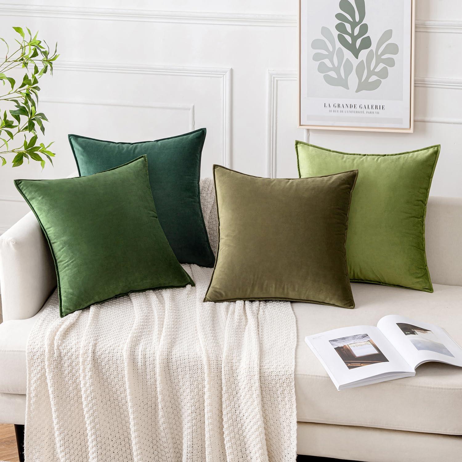 Samt Kissenbezug 40x40 cm Grün Serie Dekorative Kissenhülle Sofa Wohnzimmer
