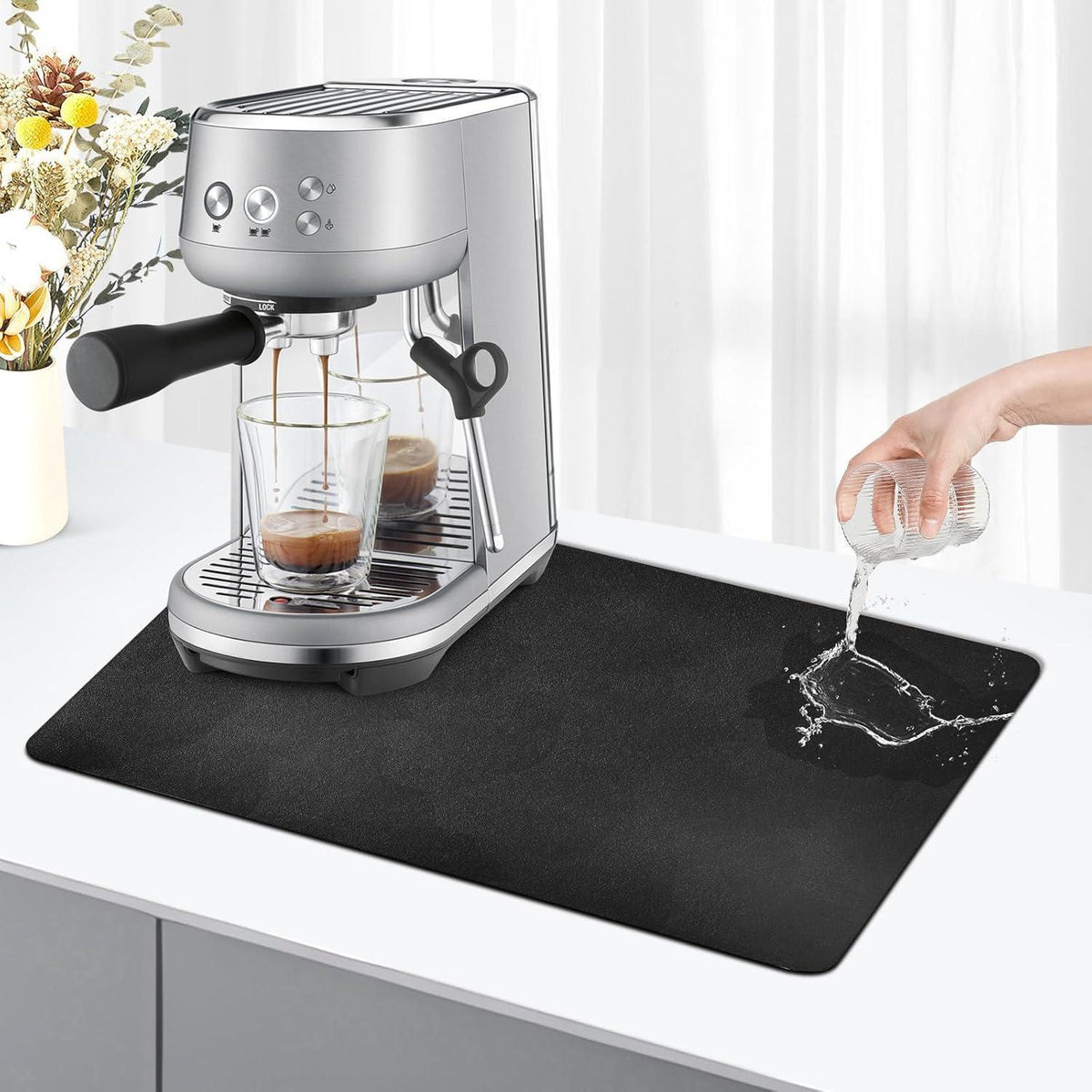 Saugstarke Abtropfmatte für Kaffeemaschine 40x50cm Schwarz