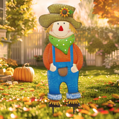 Herbstdeko Vogelscheuche Gartenstatue Metall Kürbis Deko 76cm