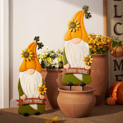 Herbstdeko Gartenzwerg Sunflower Metall Deko 68cm
