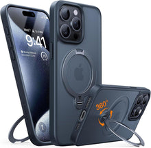 TORRAS 360° Ostand Spin iPhone 15 Pro Hülle Militärschutz Matt Schwarz