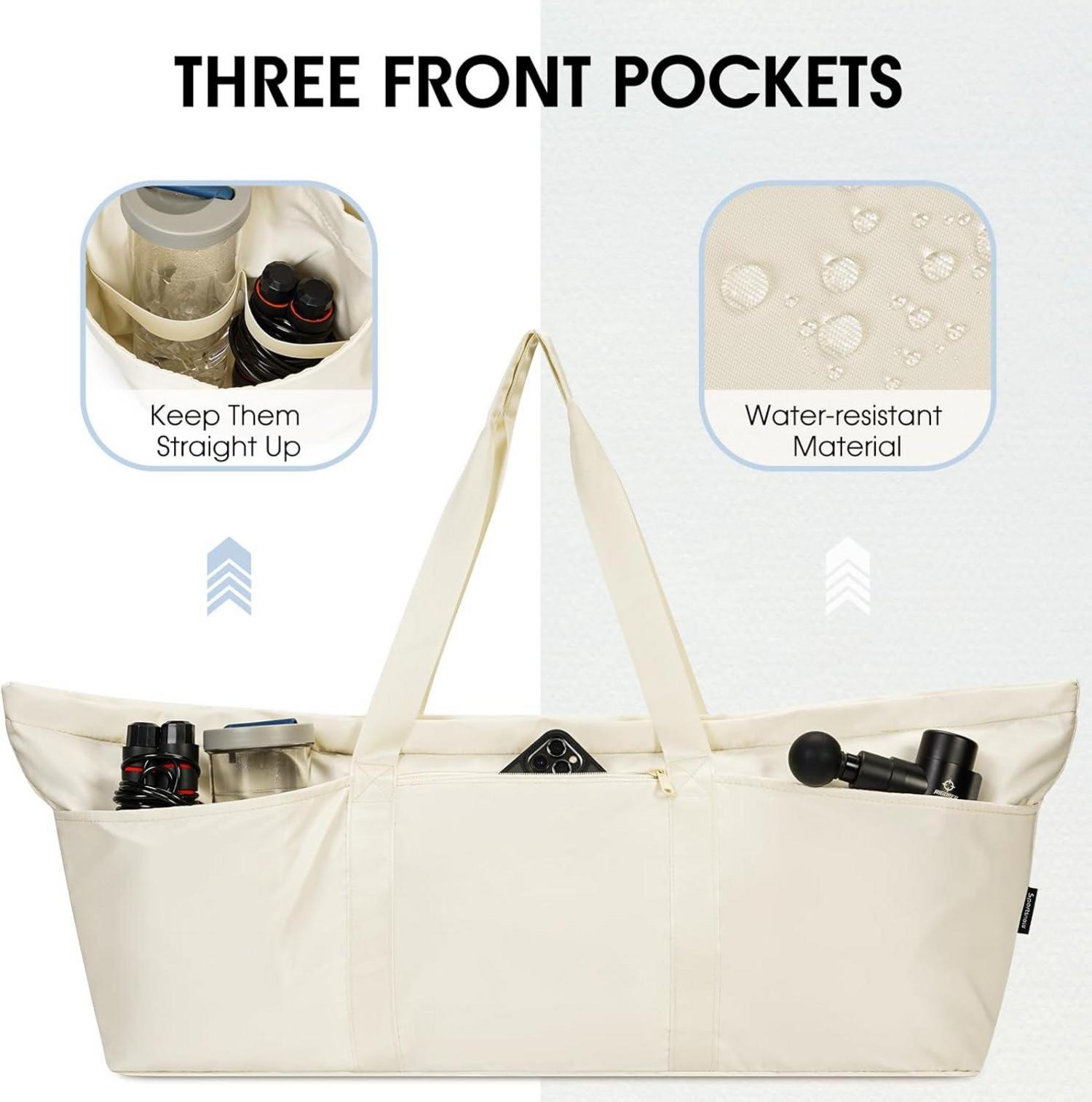 Sporttasche Damen Yogatasche Groß Reisetasche mit Schuhtasche Nassfach Beige