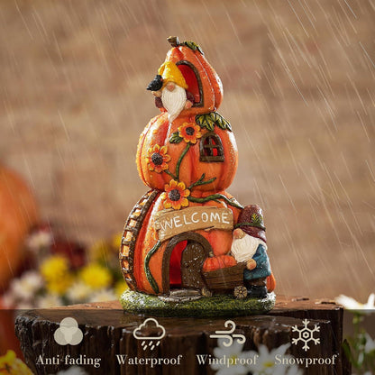 Herbstdeko Kürbishaus Solarleuchte Halloween Deko 24cm