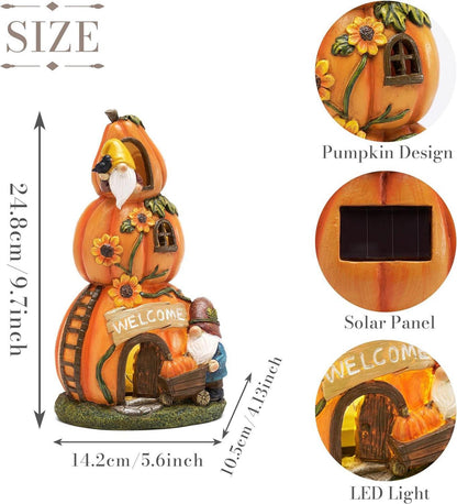 Gartendeko Herbst Kürbishaus Solarleuchte Kunstharz 24cm Orange