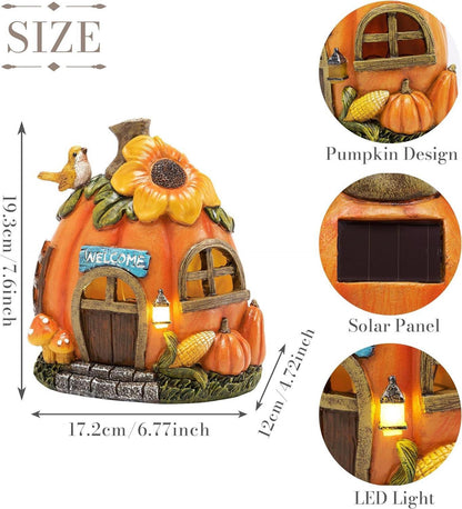 Solar Kürbishaus Deko Herbstdraußen Wetterfest 19cm