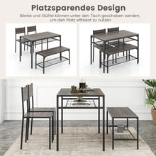 Esstisch Set 4-teilig mit Bank & Stühlen – Grau