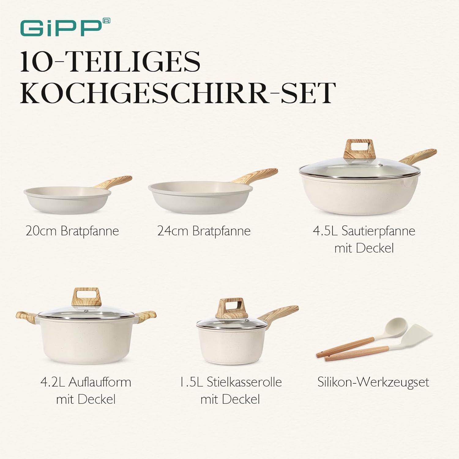 GiPP Granit Topfset 10-teilig Induktion Kochgeschirr