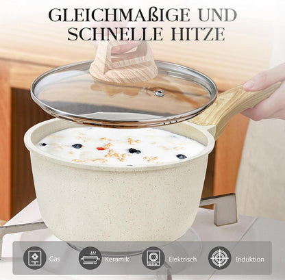GiPP 10-teiliges Granit Topfset mit Antihaftbeschichtung, für alle Herdarten