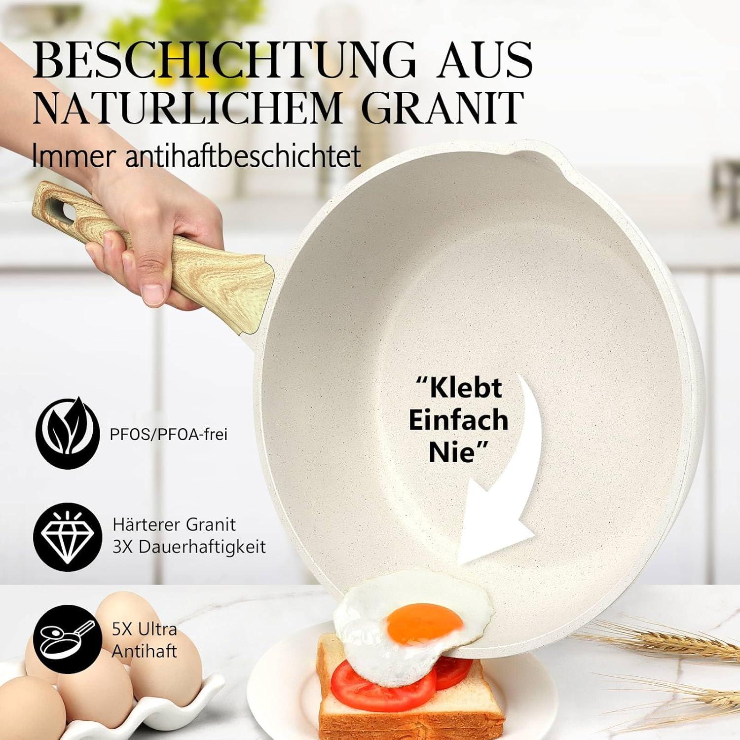 Antihaft Wokpfanne mit Deckel 28 cm Granitbeschichtung