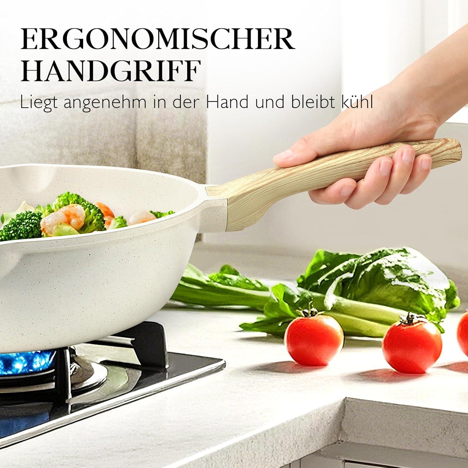 Wokpfanne 28cm mit Deckel Granit-Antihaftbeschichtung 4.5L
