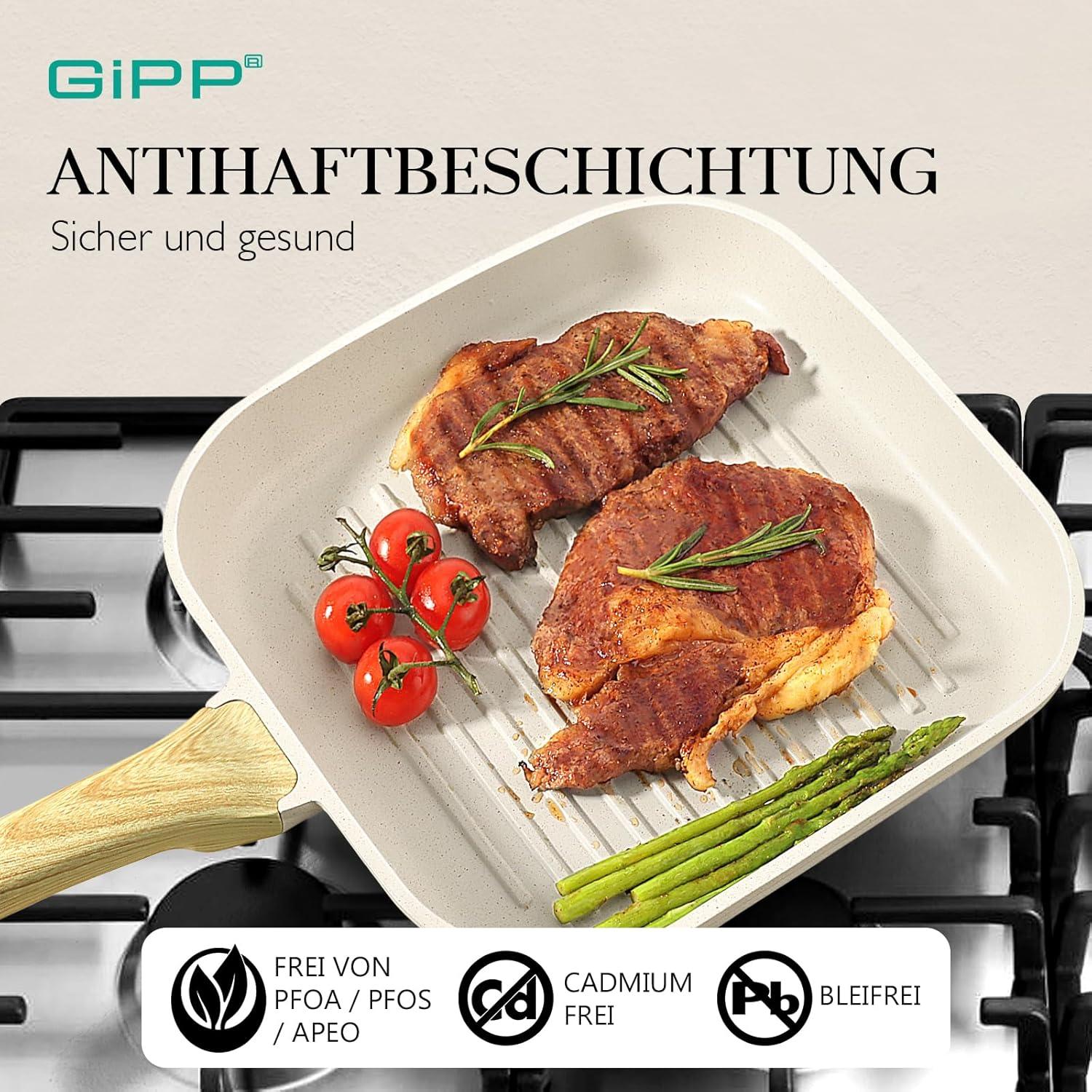 Grillpfanne Induktion Aluguss mit Granit-Antihaftbeschichtung