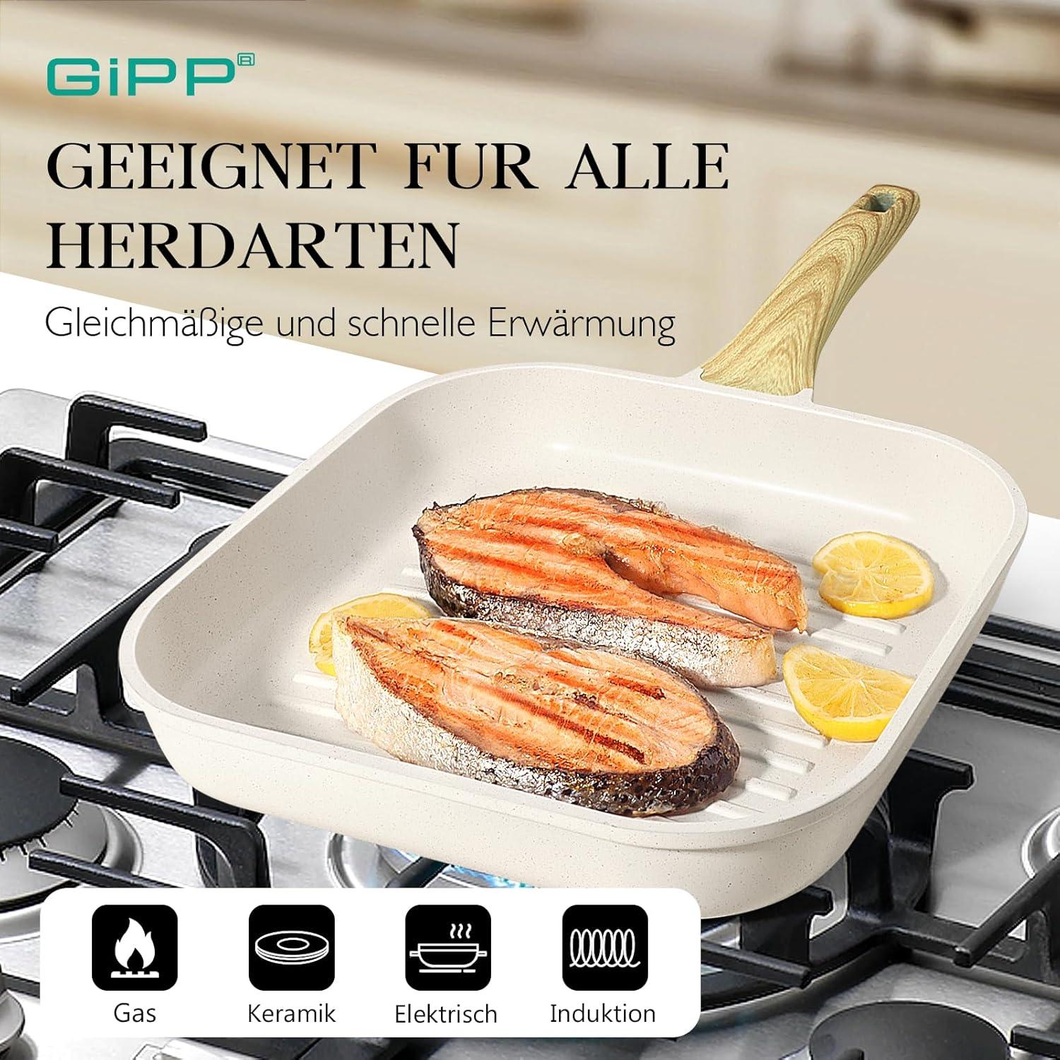GiPP Grillpfanne 28x28cm Induktion Aluguss Granit-Antihaft PFOA-frei