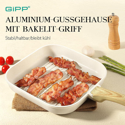 Grillpfanne 28x28 cm Aluguss Induktion Granit Antihaft PFOA-frei