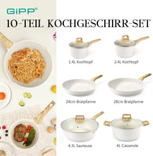 GiPP Granit Topfset 10-teilig mit Antihaft, für alle