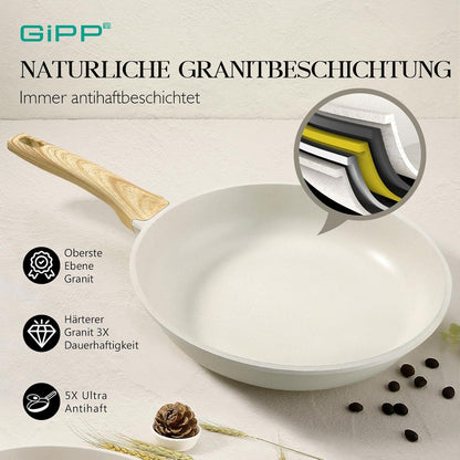 GiPP Granit Topfset 10-teilig, Antihaft Induktion Kochgeschirr