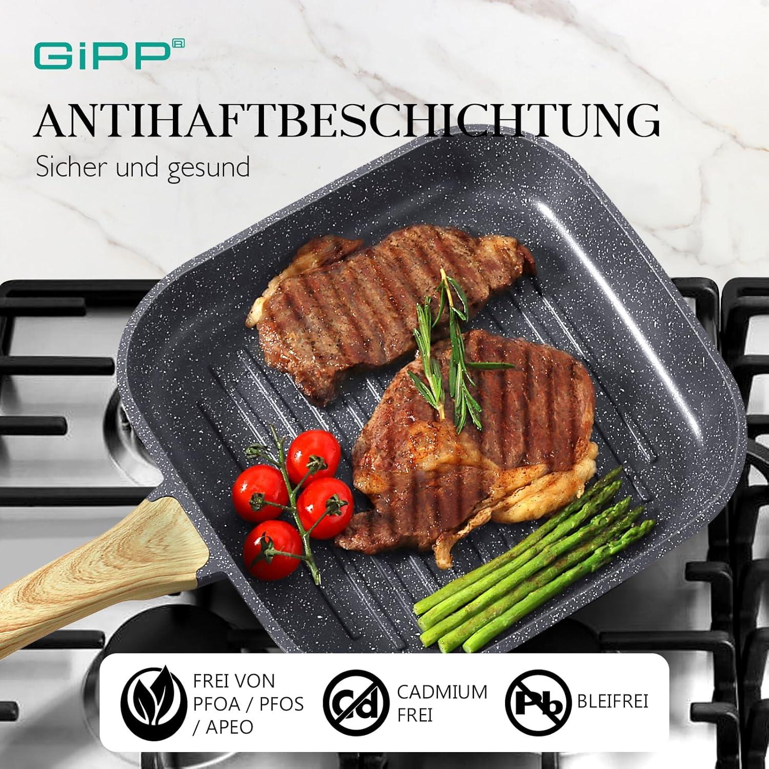 Grillpfanne Aluguss Granit-Antihaftbeschichtung Induktion 28x28cm