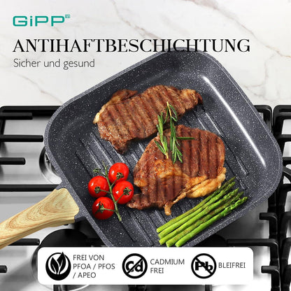 Grillpfanne Aluguss Granit-Antihaftbeschichtung Induktion 28x28cm